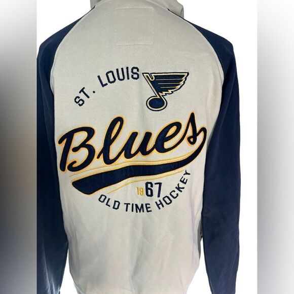 NHL ST LOUIS BLUES VINTAGE HOCKEY ZIP UP JACKET WITH HOOD WOMENS SIZE XL - Picture 3 of 12